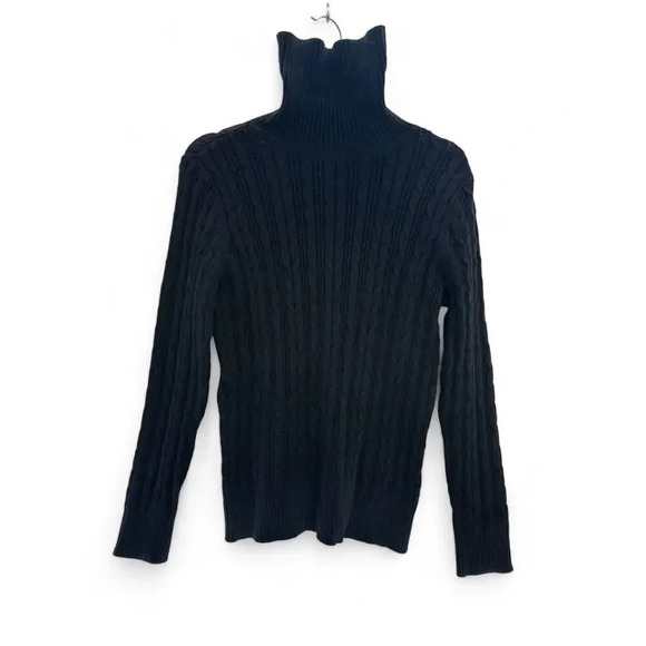 St. John's Bay Women's Long Sleeve Black Classic Cable Sweater Size Large - Picture 6 of 9